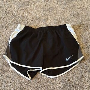 Nike Black and White Athletic Shorts with Curved Hem